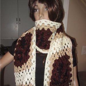 Beautiful Scarf Browns White Tan Extra Long READY TO SHIP